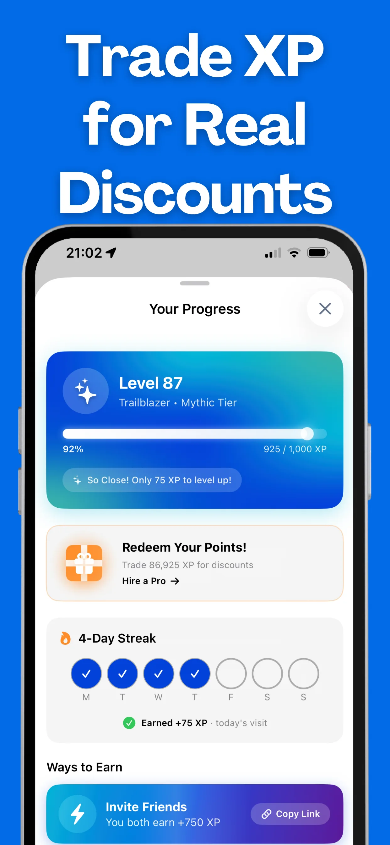 KF.Social XP rewards - trade points for real discounts