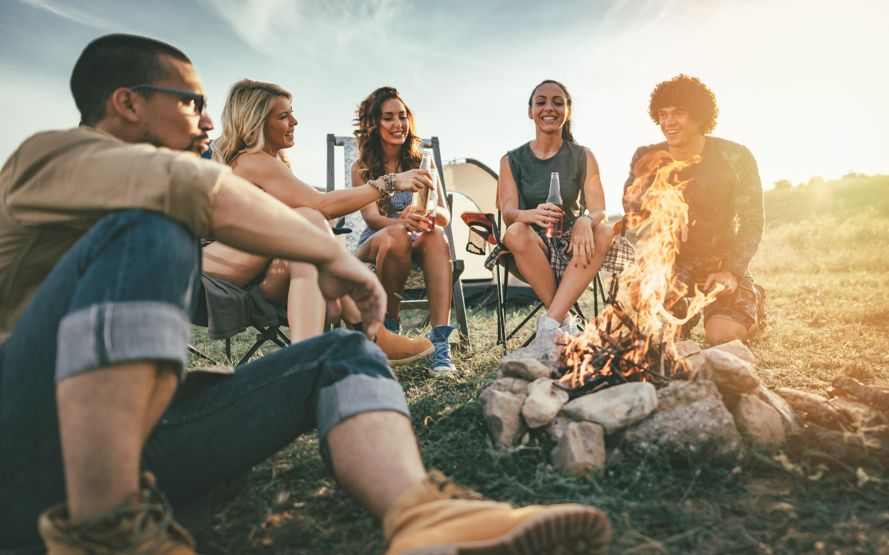 Friends around a campfire